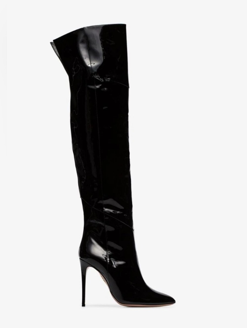 AQUAZZURA Alma Patent Leather Over Knee High 105 Boots Size 39
